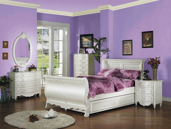 Pearl White Twin Sleigh Bed