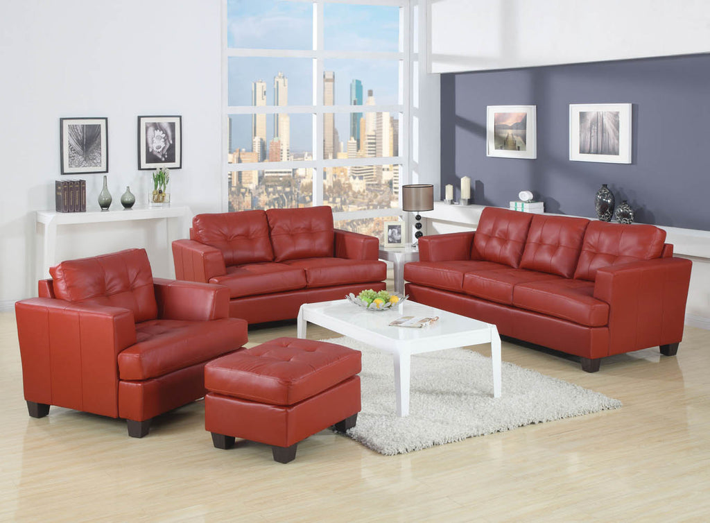 Red Bonded Leather Sofa