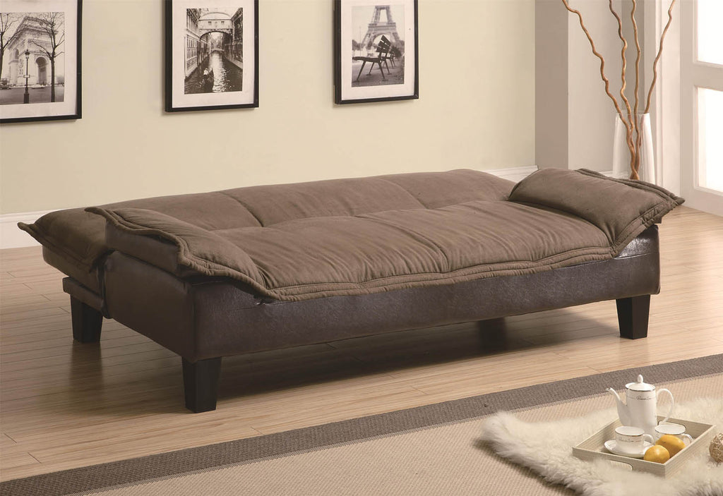 Sofa Bed with Dark Brown Leather-Like Base