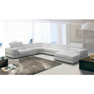 Divani Casa Pella Modern White Italian Leather Sectional Sofa