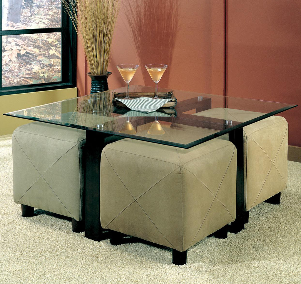 Contemporary Square Metal Cocktail Table with Glass Top