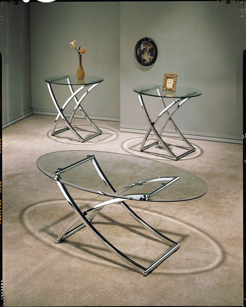 3 Piece Metal and Glass Coffee Table set