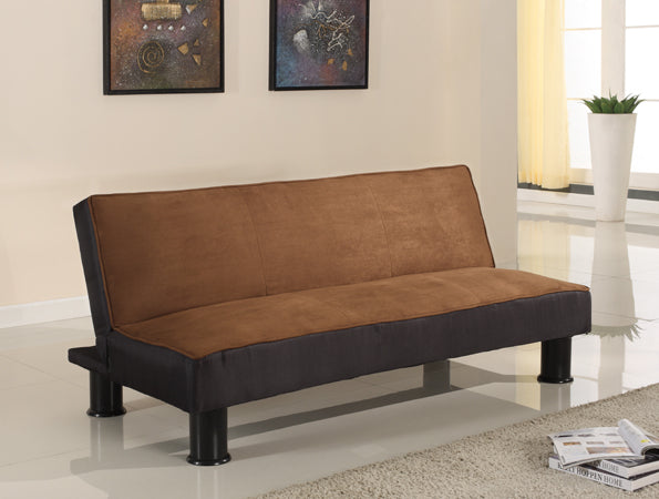 Brown and Black Micro Fiber Adjustable Futon Sofa Bed