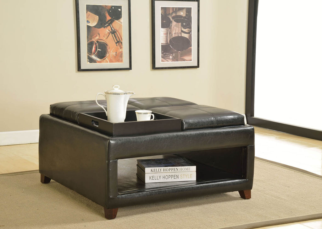 Dark Brown Ottoman with Four Trays