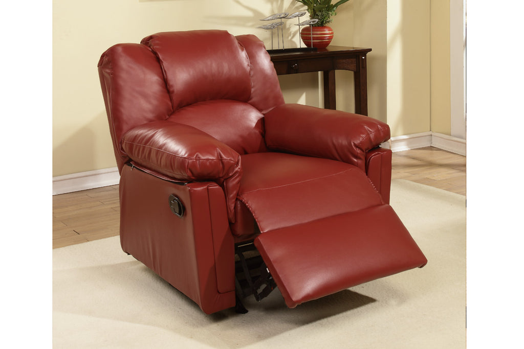 Burgundy Bonded Leather Rocker Recliner