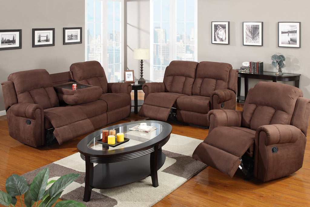 3 Piece Micro Fiber Recliner Sofa set with Cup Holders