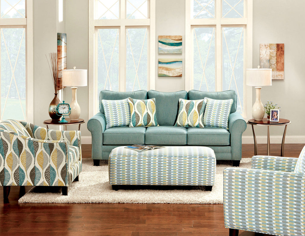 2 Pcs Teal Sofa Set