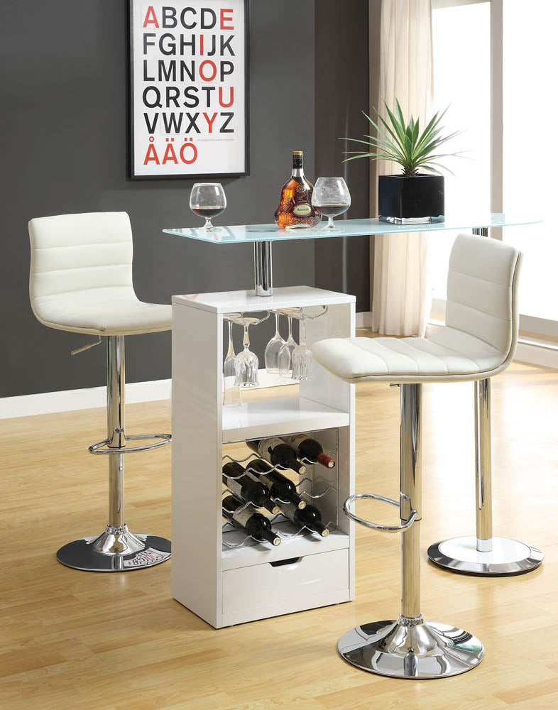 3 Piece White Contemporary Bar Set