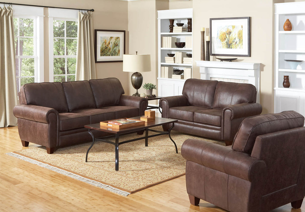 3 Piece Brown Micro Fiber Sofa Set