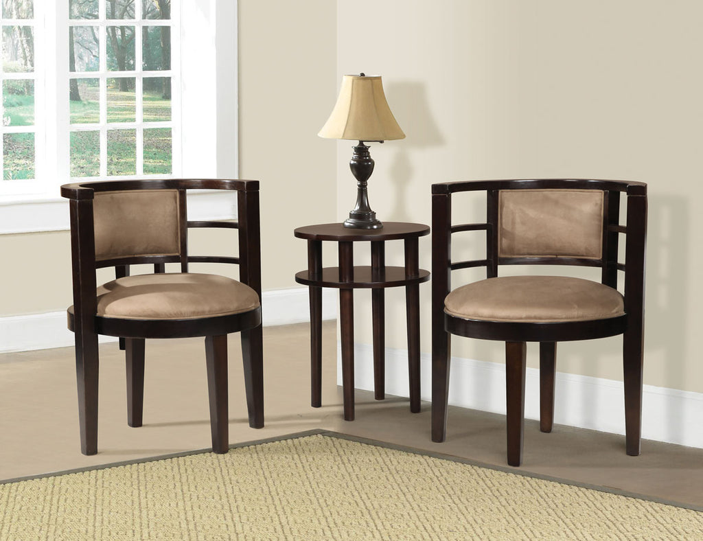 3 Piece Espresso Finish Accent Table and Chairs