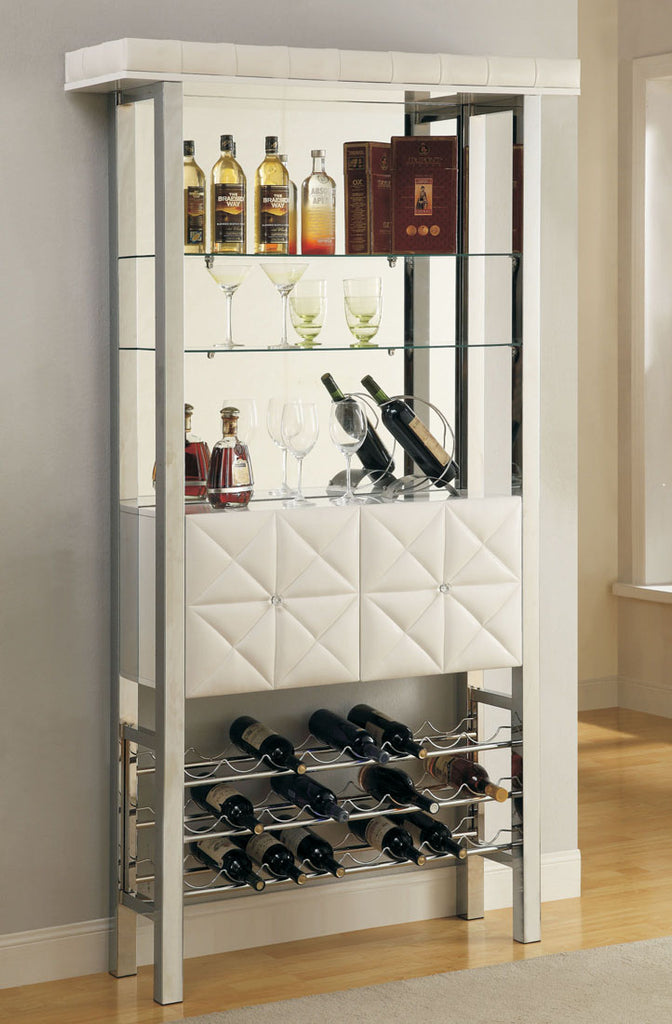 White Finish Modern Bar Cabinet