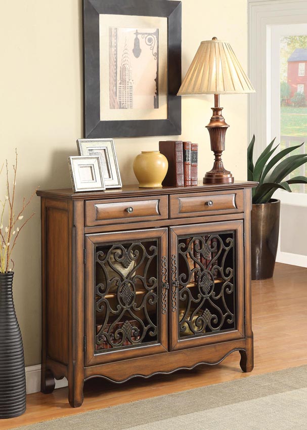 Traditional Accent Cabinet in Brown Finish