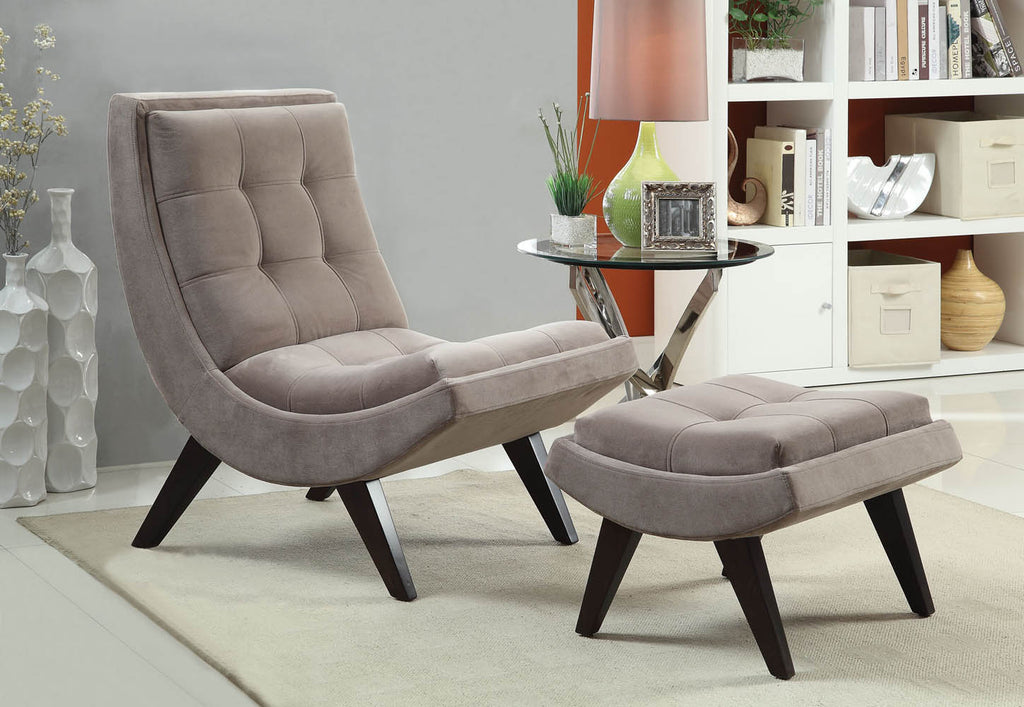 2 Piece Grey Fabric Chair and Ottoman