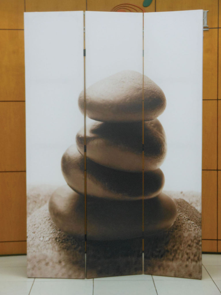 3 Panel Divider with Rock Pebbles Stacked picture