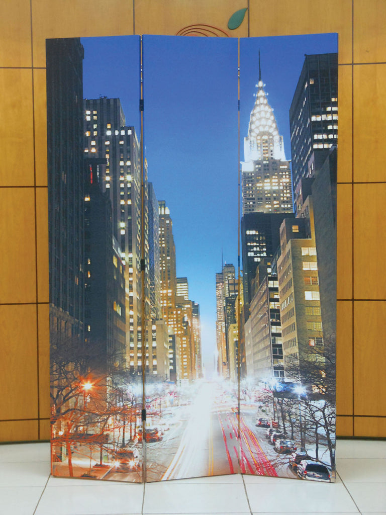 3 Panel Big City Wooden Screen