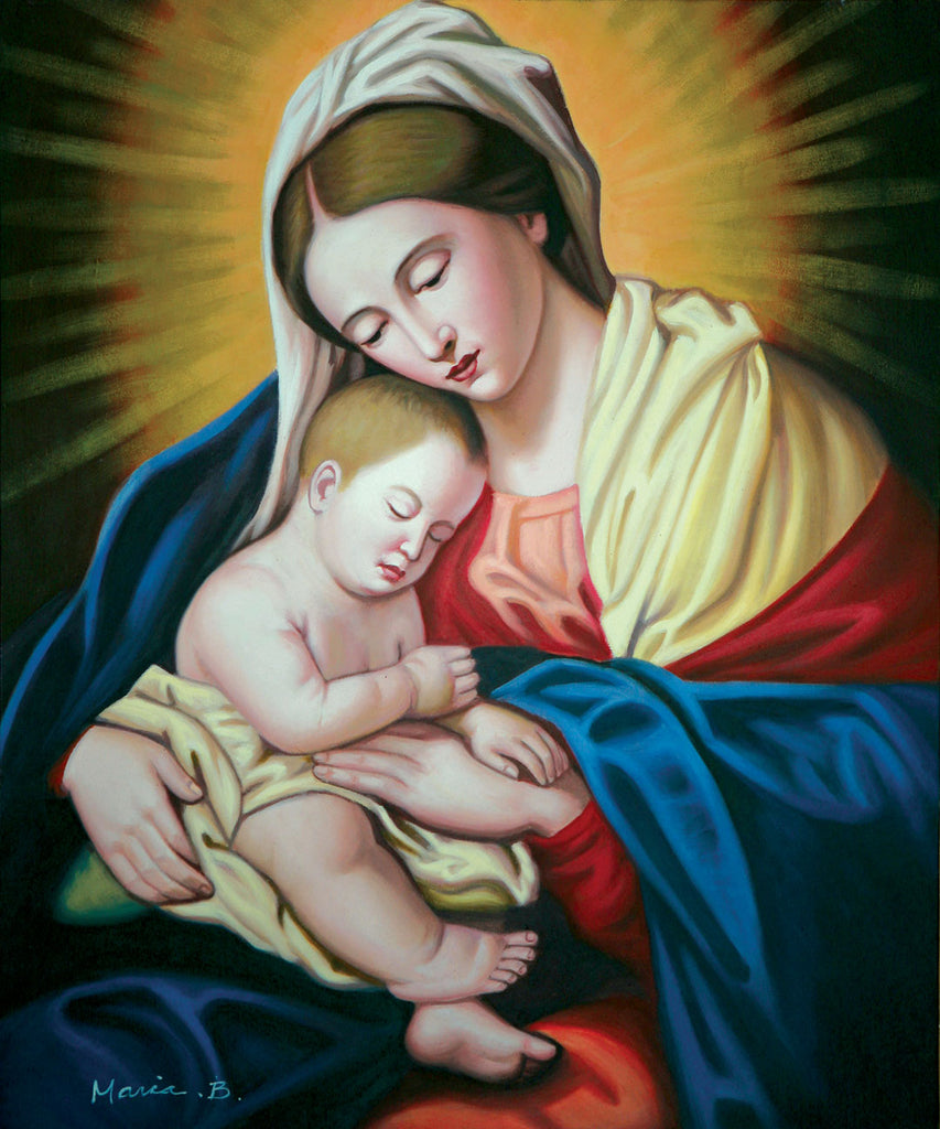 Virgin Marry with Baby Jesus Oil Painting on Canvas