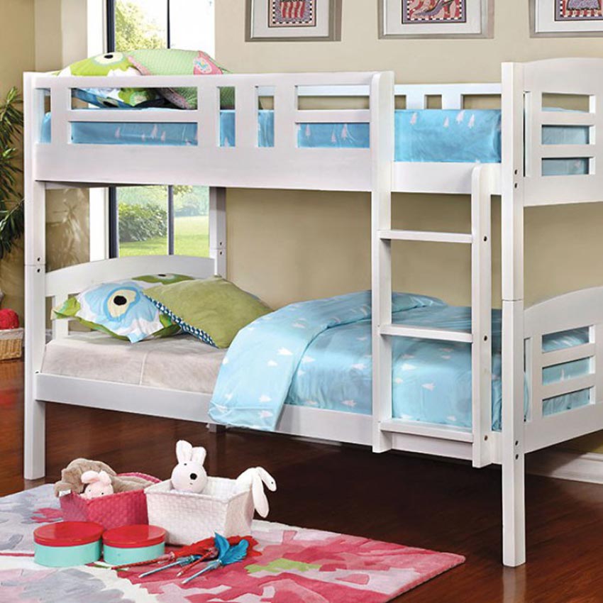 Twin/ Twin Wooden White Bunk Bed