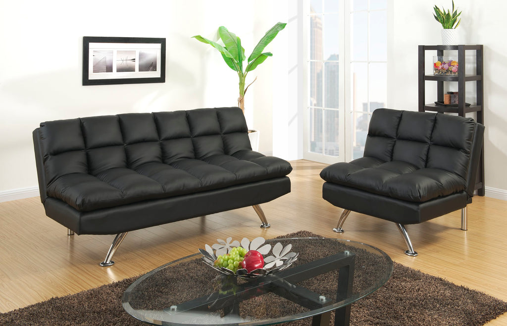 Black or White  Faux Leather Sofa Bed