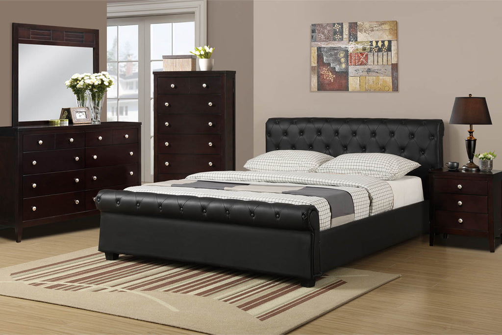 Tufted Faux Leather Bed Frame