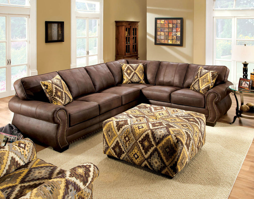 Sectional  Brown Leatherette Sofa Set