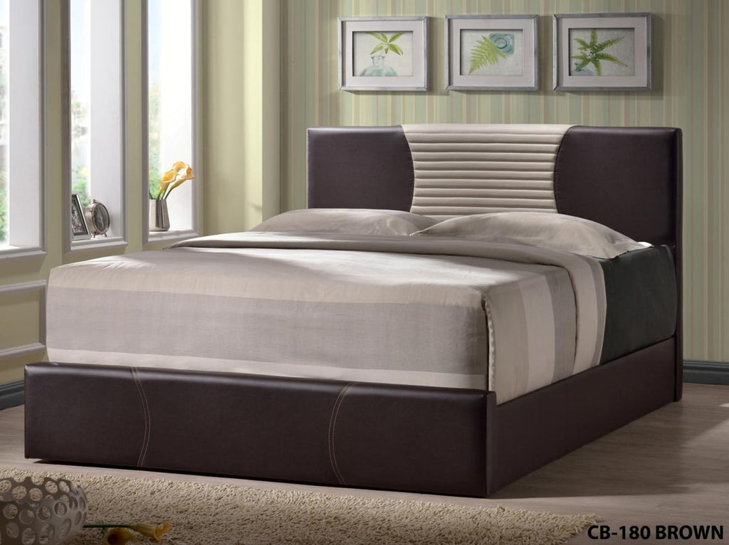 Brown and Beige Queen Bed Frame