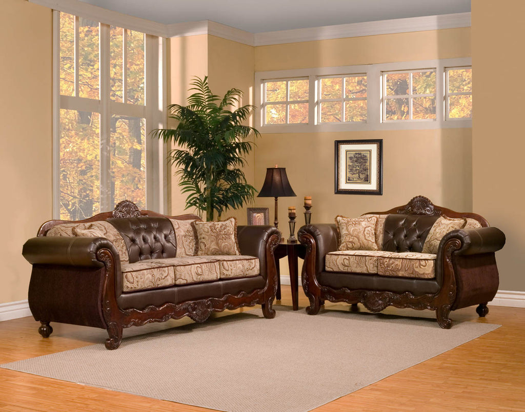 2 Piece Traditional Elegant Sofa Set