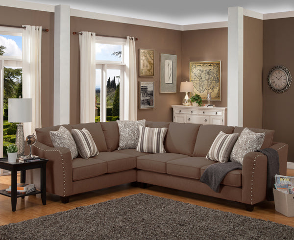 Angelica Sectional Sofas Set with Nail Heads