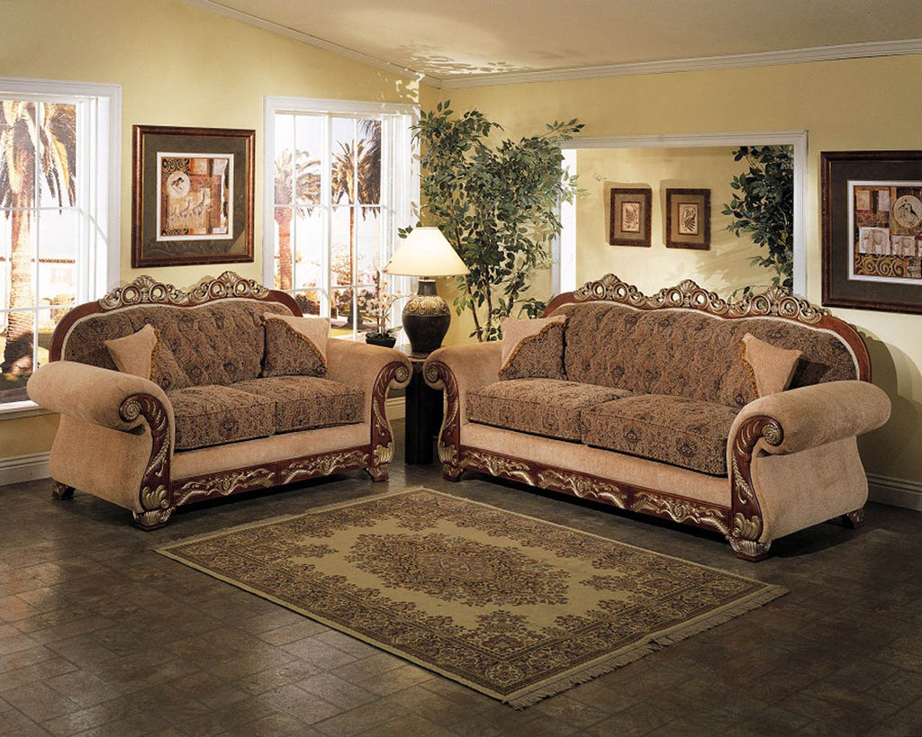 2 Piece Traditional Elegant Sofa Set