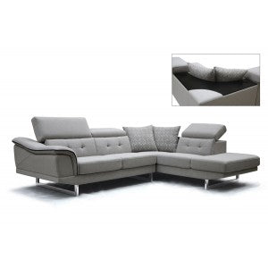 Divani Casa Gaviota Modern Grey Fabric Sectional Sofa