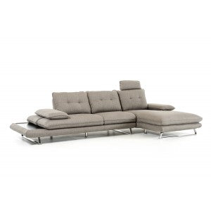 Divani Casa Porter Modern Grey Fabric Sectional Sofa