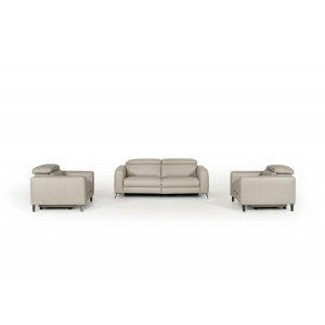 Divani Casa Roslyn Modern Grey Leather Sofa Set w/ Recliners