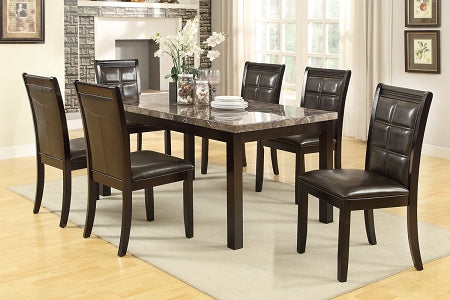 7 Piece Brown Marble Top Dining Set