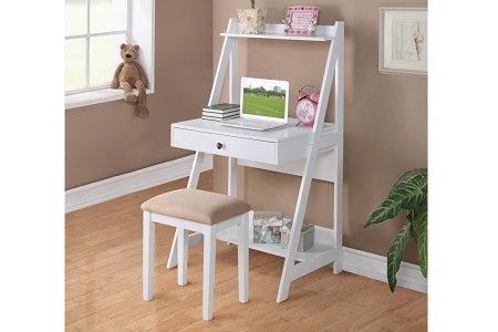 White Finish Writing Desks with Stool